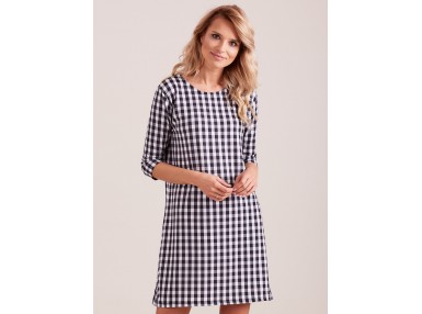 Robe courte à imprimé à carreaux - noire et blanche
