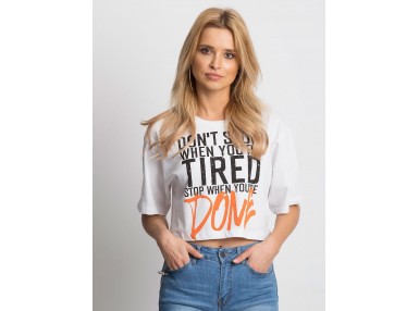 T-shirt à encolure ronde et imprimé - blanc