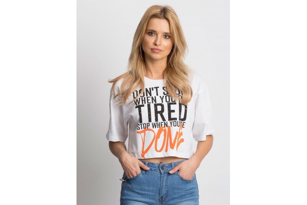 T-shirt à encolure ronde et imprimé - blanc