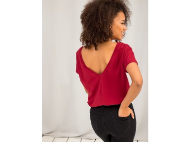 T-shirt avec un décolleté dans le dos - bordeaux