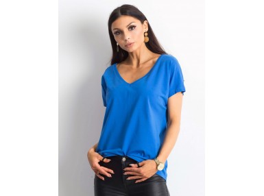 T-shirt à col V - bleu foncé