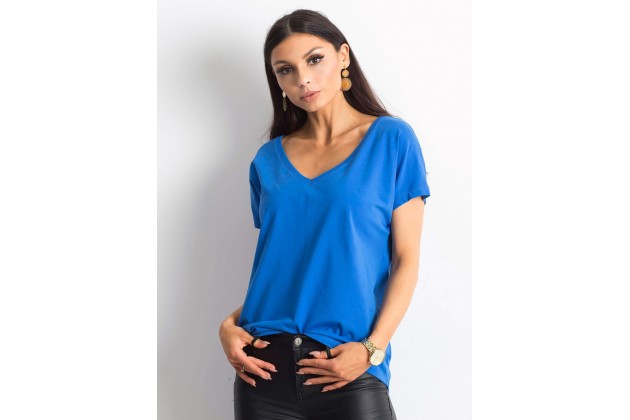 T-shirt à col V - bleu foncé