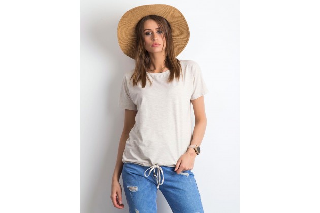 T-shirt à encolure ronde - beige clair