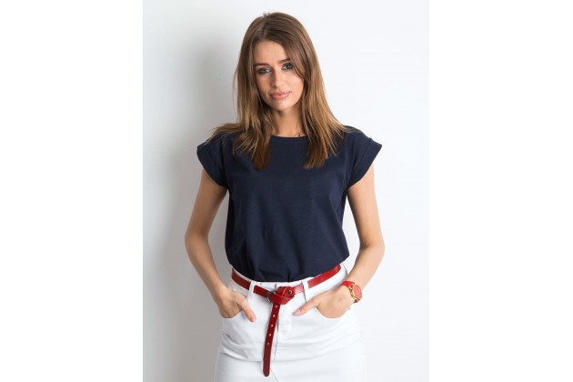 T-shirt à encolure ronde - bleu marine