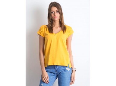 T-shirt à col en V - orange vif
