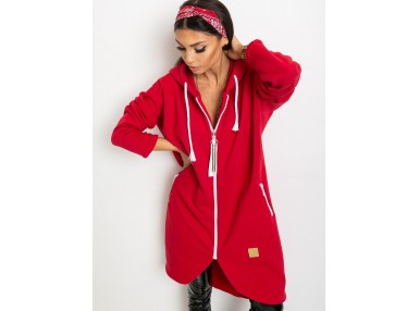 Sweat à capuche décontracté avec fermeture - rouge