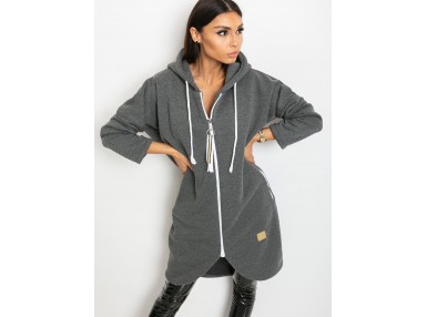 Sweat à capuche décontracté avec fermeture - gris foncé