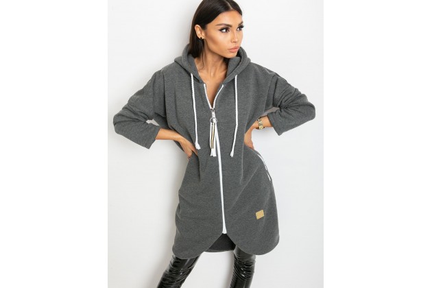 Sweat à capuche décontracté avec fermeture - gris foncé