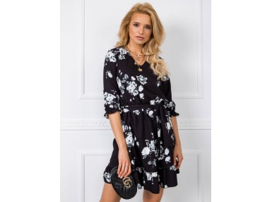 Robe courte avec imprimé - noire