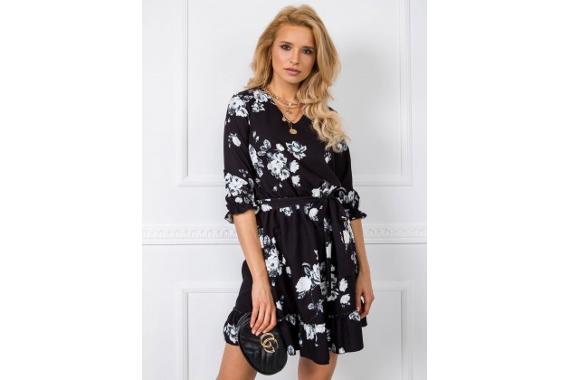 Robe courte avec imprimé - noire