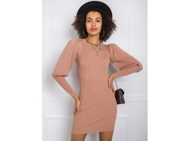 robe courte en maille - marron clair