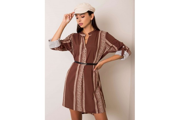 Robe courte avec imprimé - marron