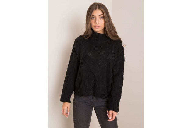 Pull en maille torsadée - noir