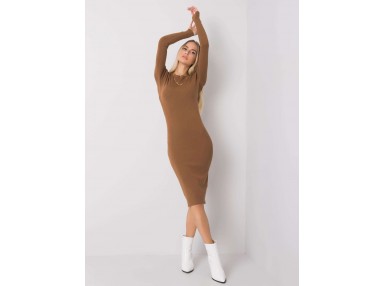 Robe longue en maille - marron