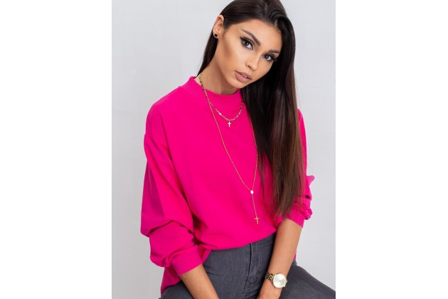 Sweat-shirt col rond - fuchsia