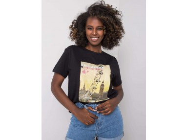T-shirt à encolure ronde et imprimé - noir