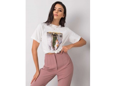 T-shirt blanc en coton pour femme avec un imprimé -blanc