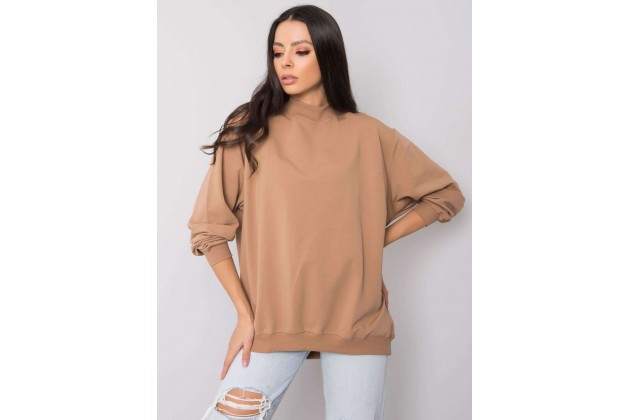 Sweat-shirt col rond - camel