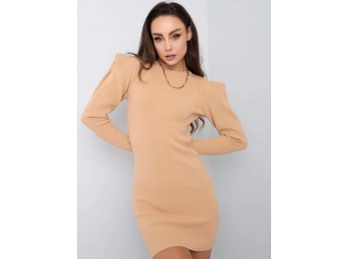 Robe courte en maille - camel