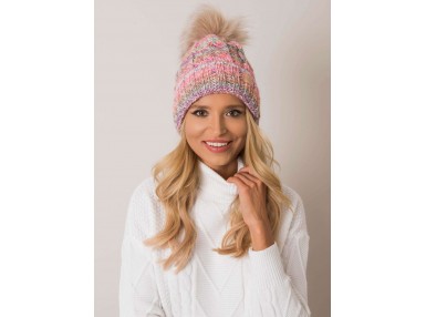 Bonnet avec pompon - multicolore