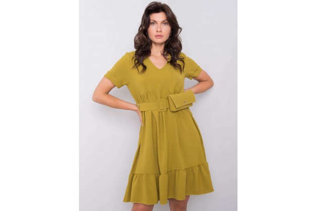 Robe courte femme avec sac - olive