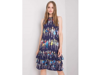 Robe d'été courte avec imprimé - bleu marine