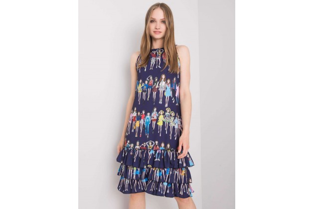 Robe d'été courte avec imprimé - bleu marine