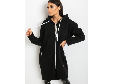 Sweat à capuche décontracté avec fermeture -  noire