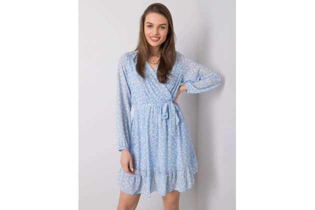 Robe d'été courte avec imprimé - bleu clair