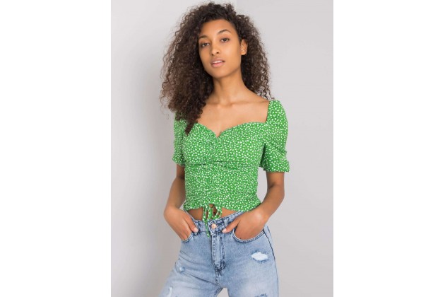 Top d'été froissé à imprimé petites fleurs -vert