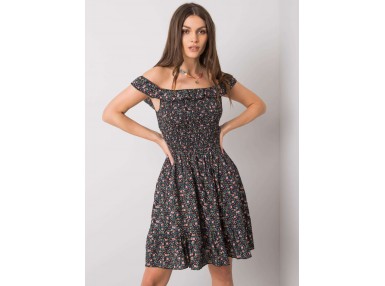 Robe d'été avec un imprimé - noire et rose