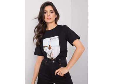 T-shirt doux à encolure ronde - noir