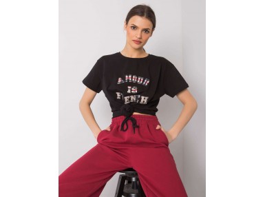 T-shirt en coton pour femme avec un imprimé -noir