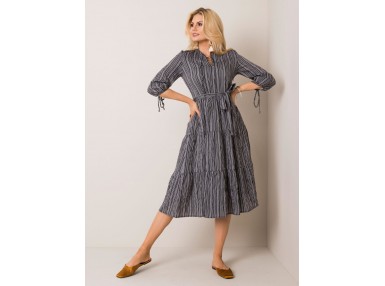 Robe longue en coton - grise et noire