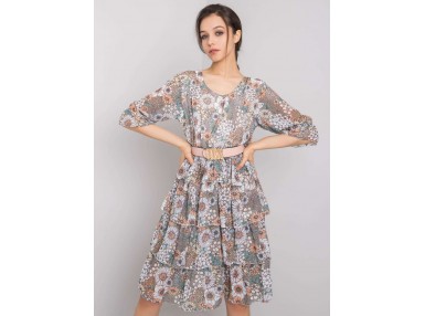 Robe courte avec volants étagés - kaki