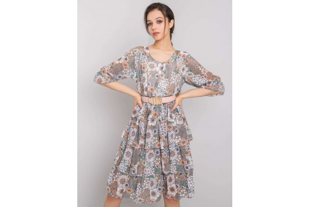 Robe courte avec volants étagés - kaki