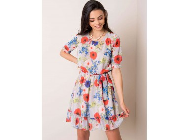 Robe courte à imprimé fleuri -  gris clair