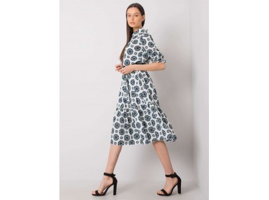 Robe longue à volants - blanche et verte