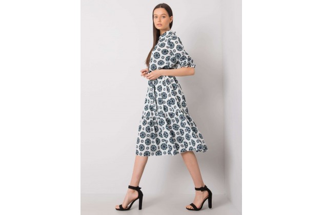 Robe longue à volants - blanche et verte