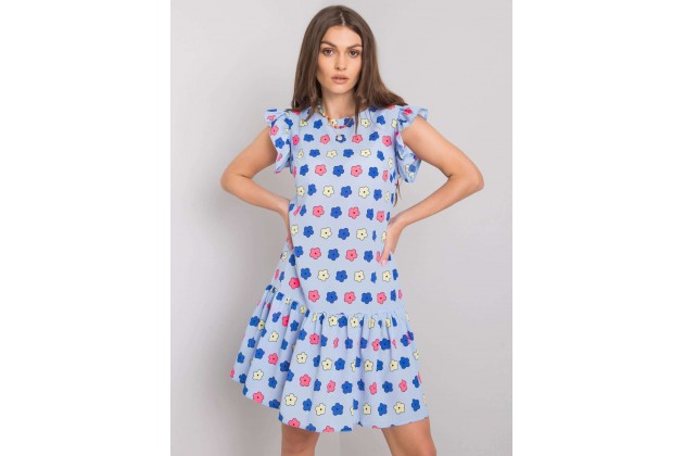 Robe courte femme à imprimé - bleu clair