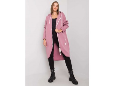 Sweat à capuche décontracté avec fermeture -rose foncé