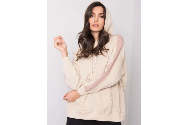Sweat à capuche bicolore - beige