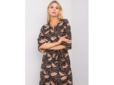 Robe courte avec imprimé - noire et beige