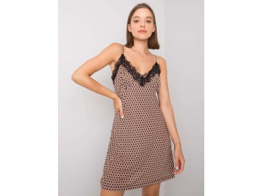 Robe d'été avec un imprimé - noire et beige