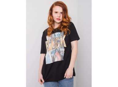 T-shirt à encolure ronde et imprimé - noir