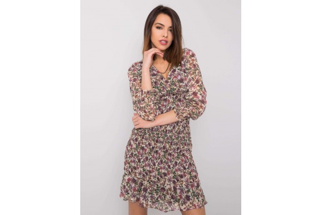 Robe d'été courte avec imprimé - beige clair