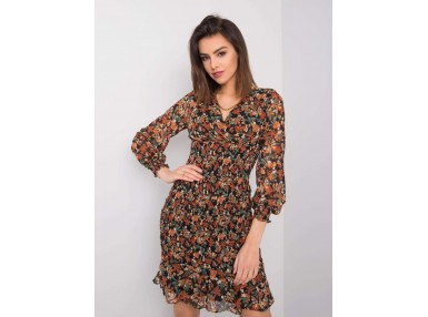 Robe d'été courte avec imprimé - noire et beige