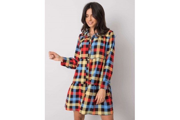 Robe babydoll courte et boutons - noire et rouge