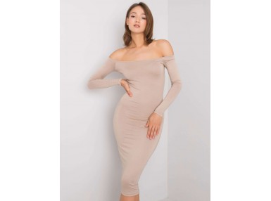 Robe moulante en coton - beige