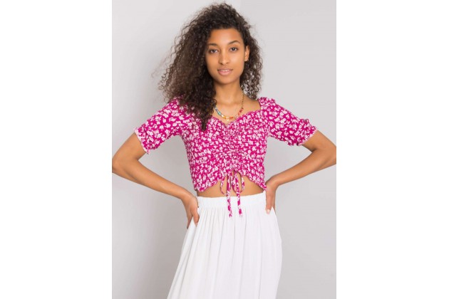 Top d'été froissé à imprimé petites fleurs - fuchsia